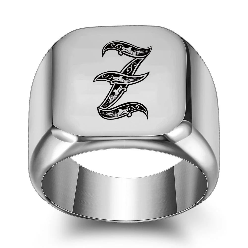 Classic Noble Initial Ring | White Gold