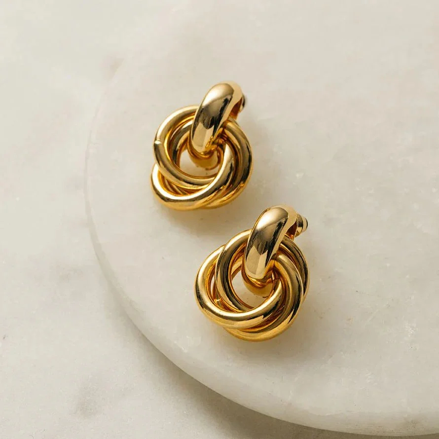 Statement Interlocking Earrings | White Gold