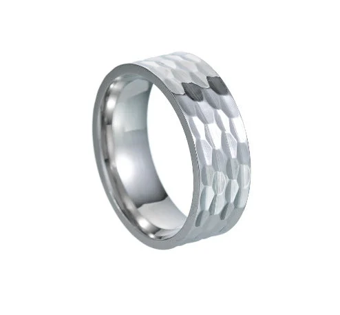 Varek Hammered Band Ring | White Gold