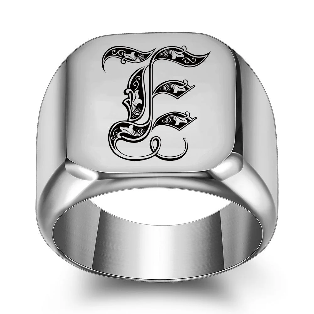 Classic Noble Initial Ring | White Gold