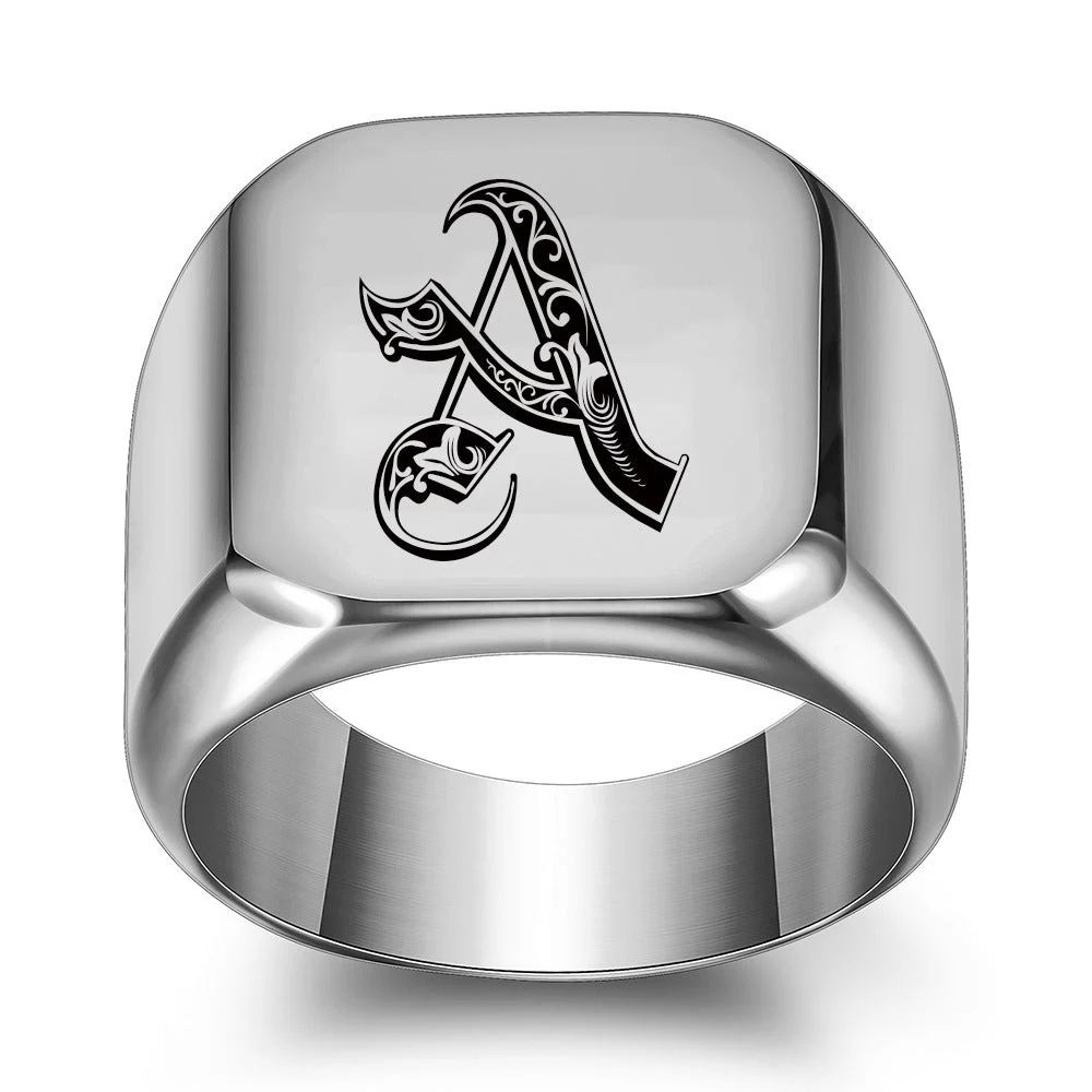 Classic Noble Initial Ring | White Gold