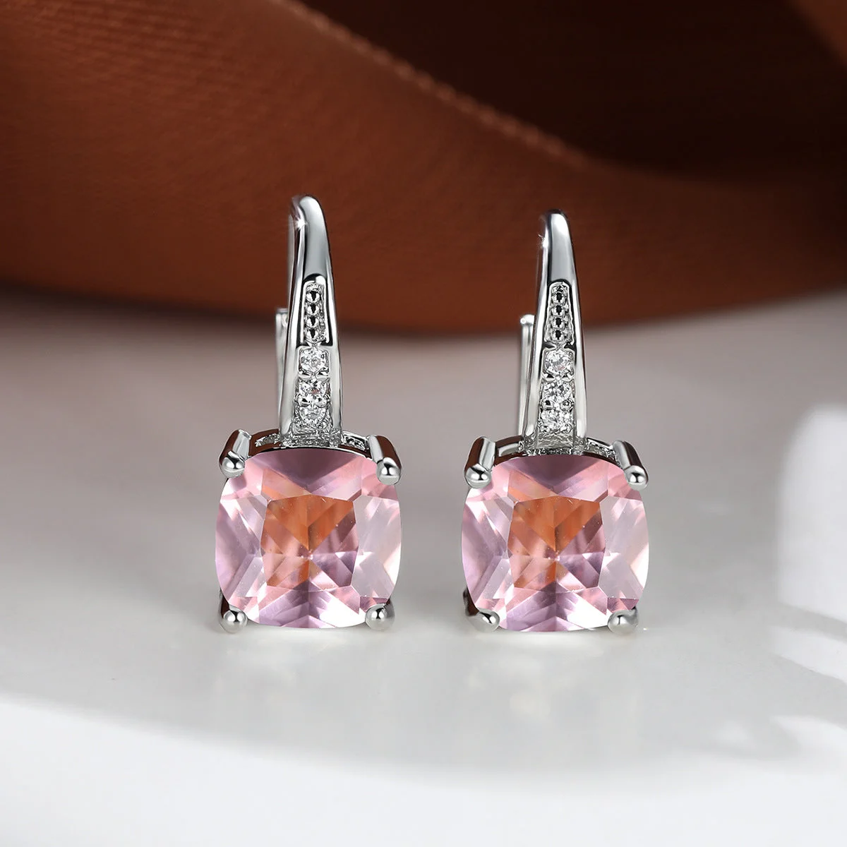 Mystic Stone Hoop Earrings | White Gold