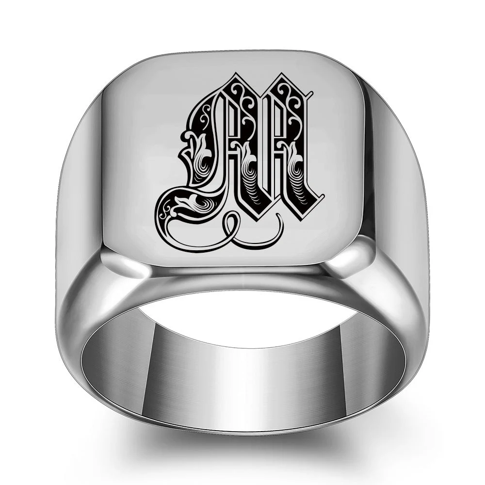 Classic Noble Initial Ring | White Gold