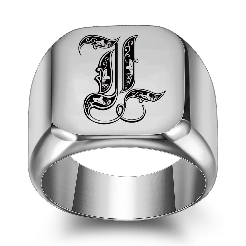 Classic Noble Initial Ring | White Gold