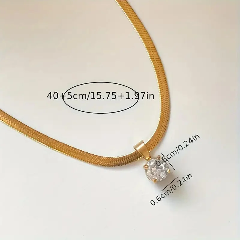 Elegant Rhinestone Pendant Necklace | Gold