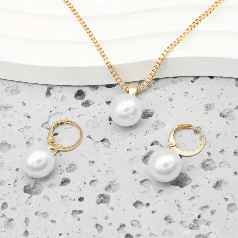 Golden Grace Pearl Jewelry Set | Gold