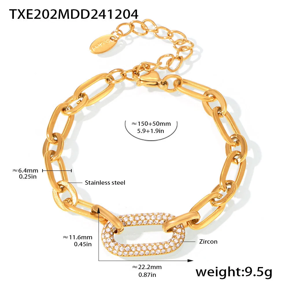 Paved Chunky Chain Link Jewelry Set | Gold