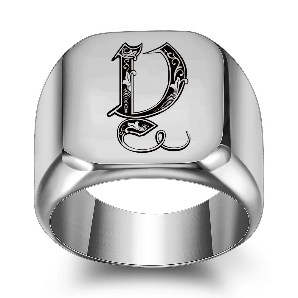Classic Noble Initial Ring | White Gold