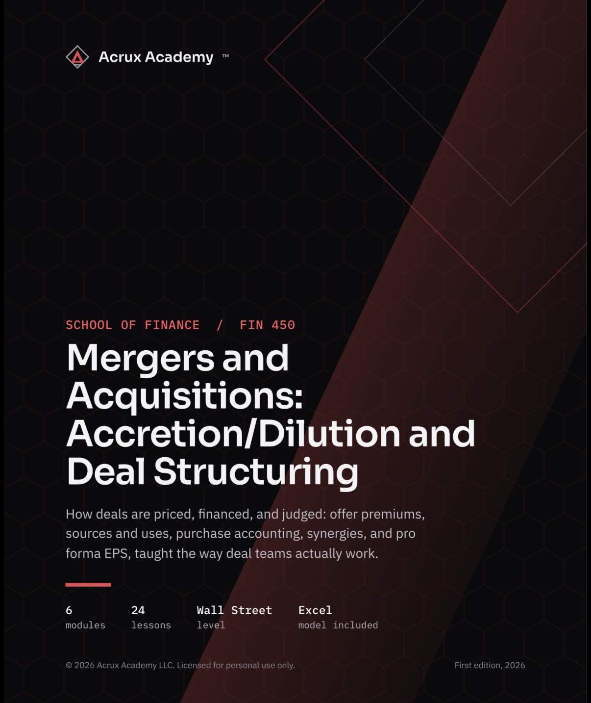 FIN 450: Mergers/Acquisitions