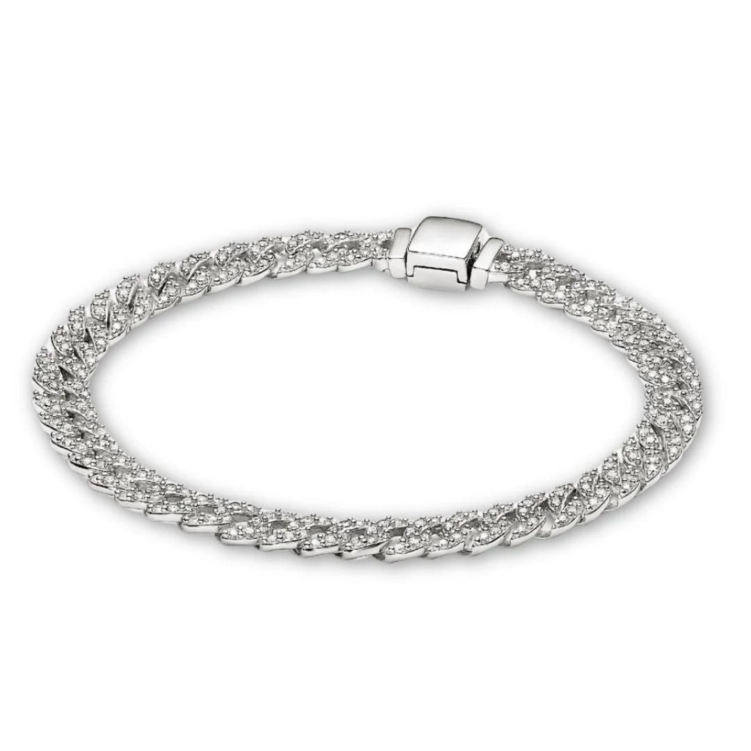 Pave Cuban Bracelet | White Gold