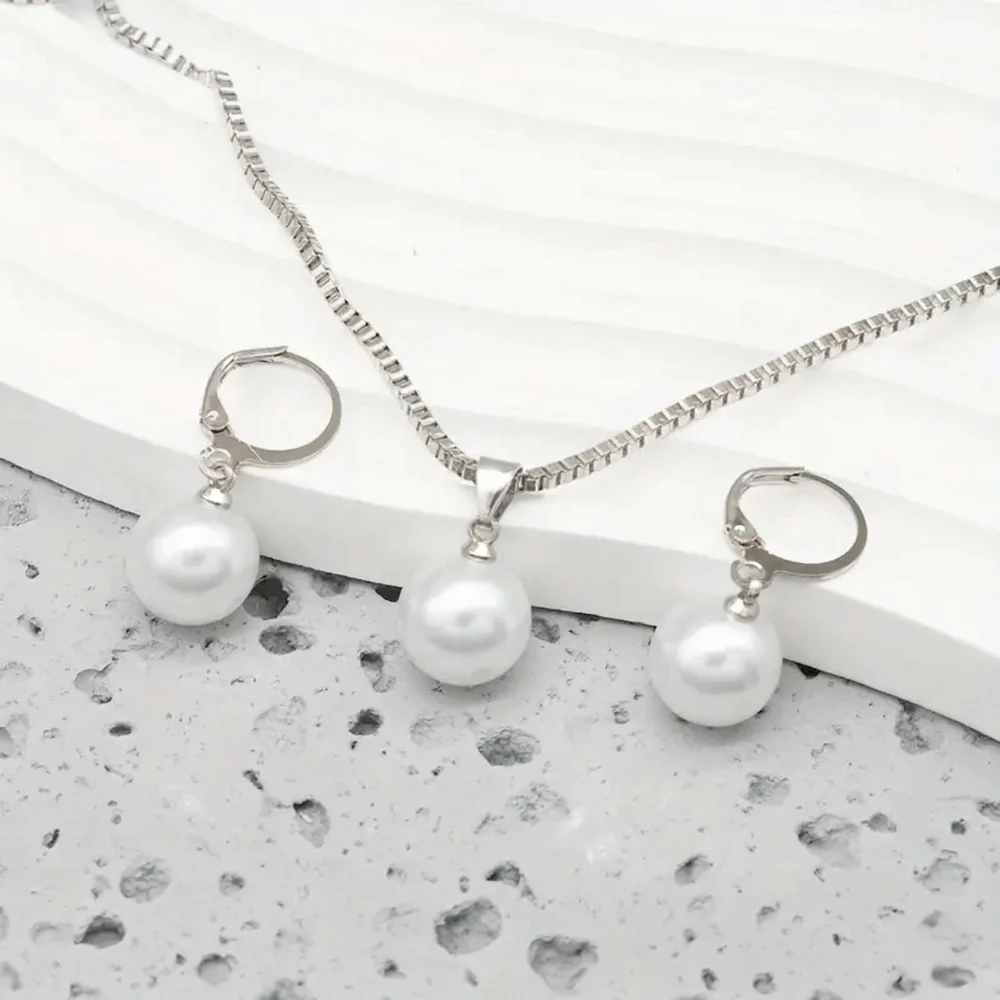 Golden Grace Pearl Jewelry Set | White Gold