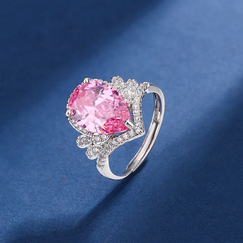 Aria Teardrop Pink Set | White Gold