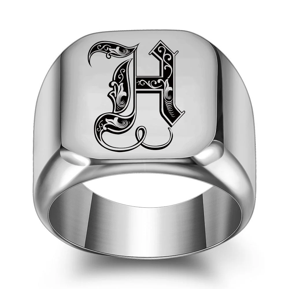Classic Noble Initial Ring | White Gold