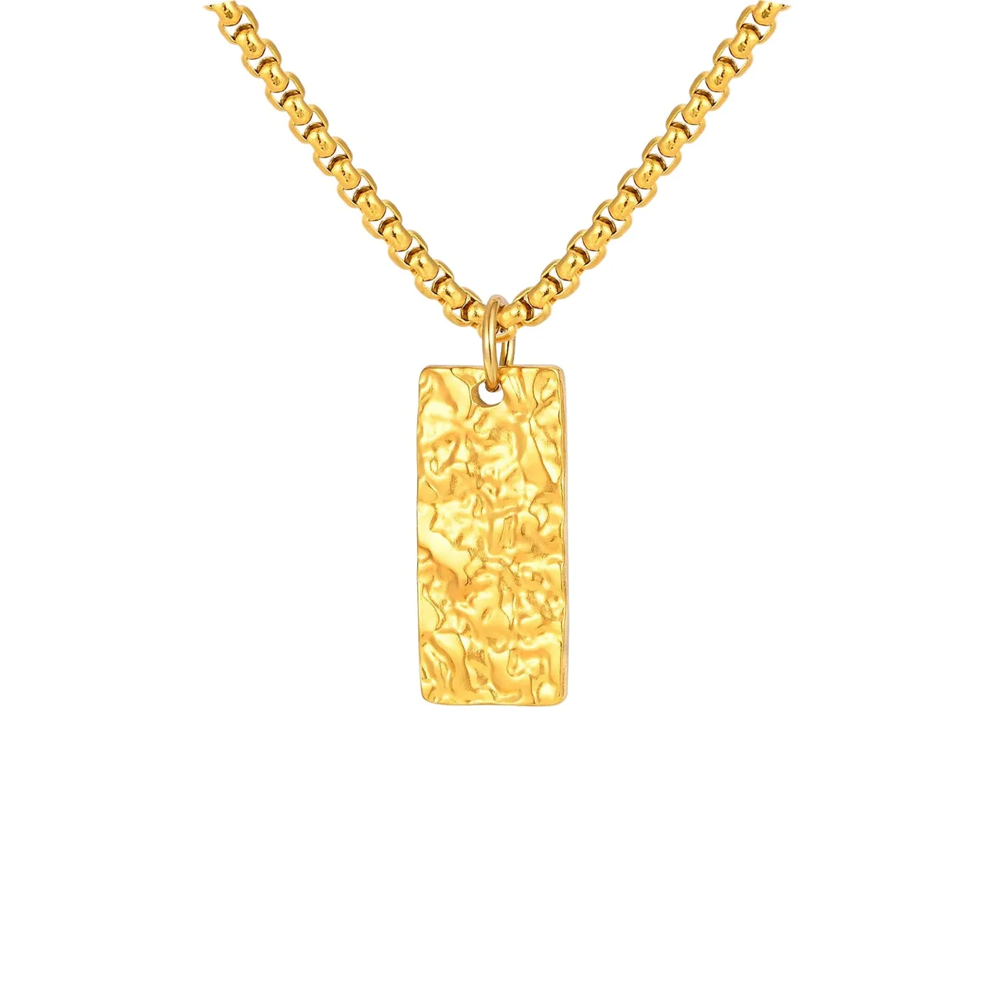 Ziven Hammered Bar Necklace | Gold