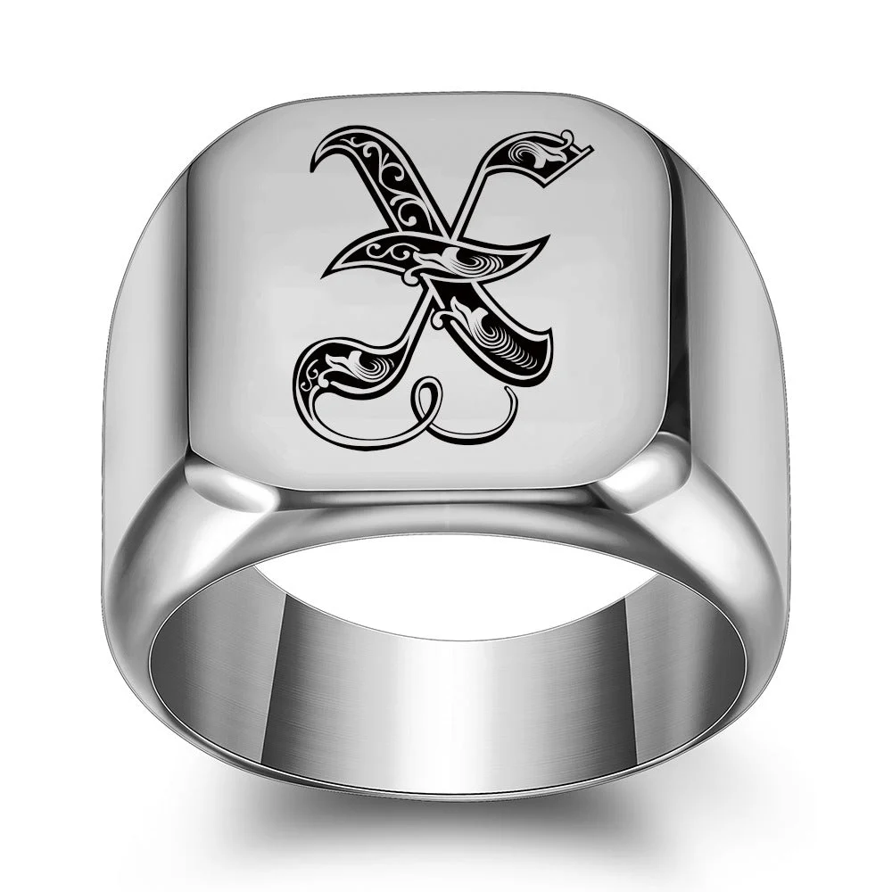 Classic Noble Initial Ring | White Gold