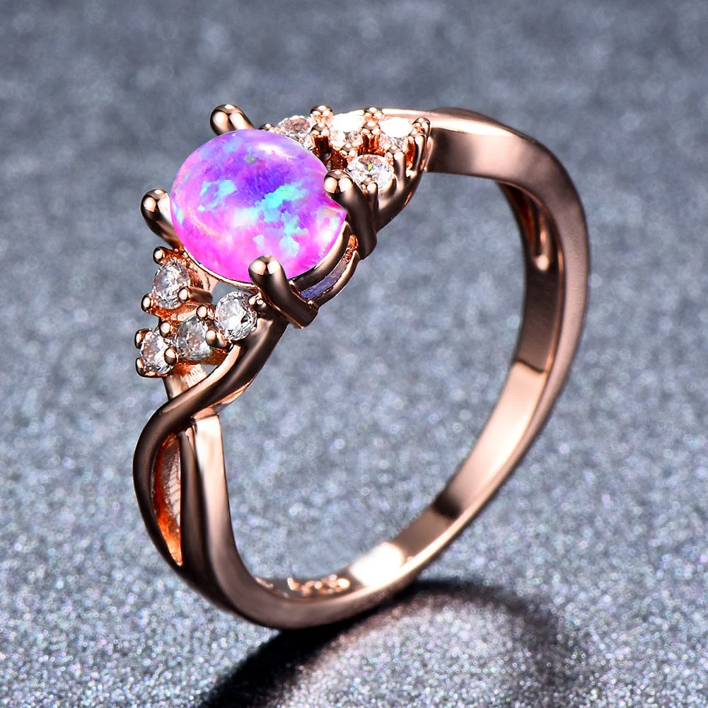 Sylva Moonhart White Ring | Rose Gold