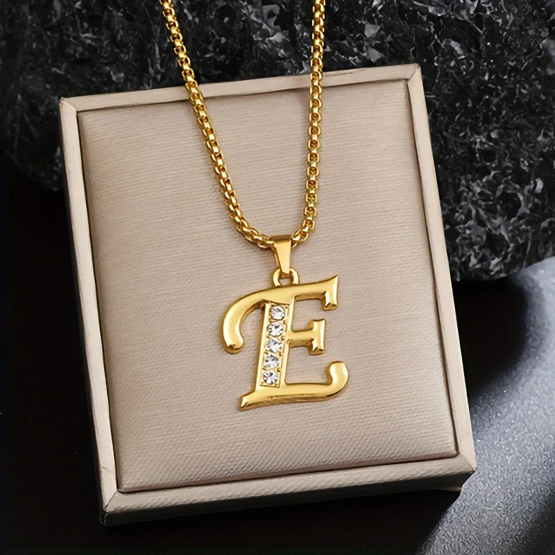 Crystal Accent Initial Necklace | Gold