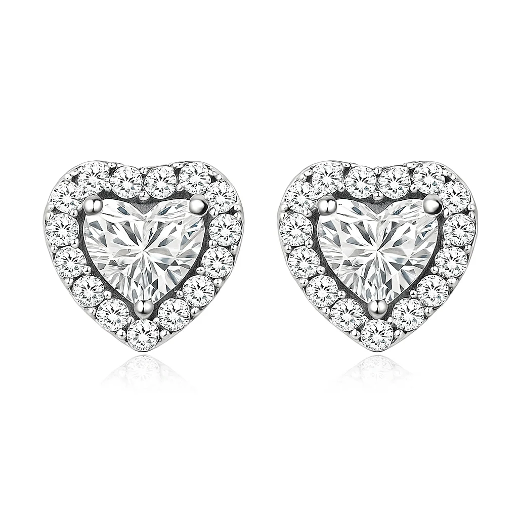 Luna Heart Earrings | White Gold