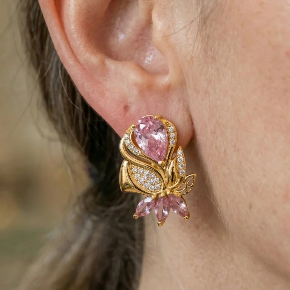 Amorette Rosepetal Earrings | Rose Gold