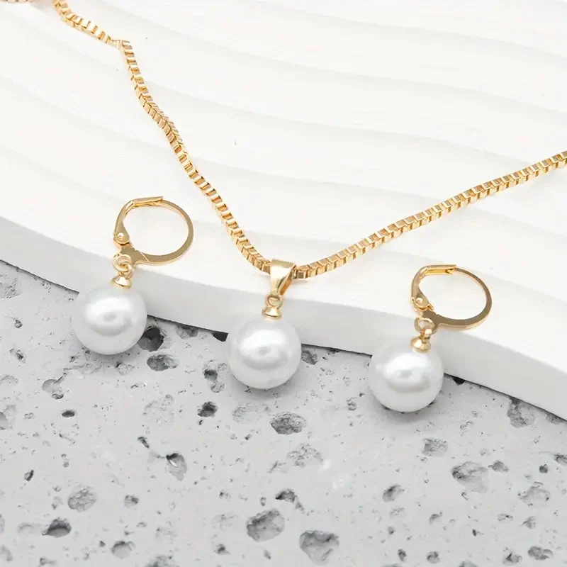 Golden Grace Pearl Jewelry Set | Gold