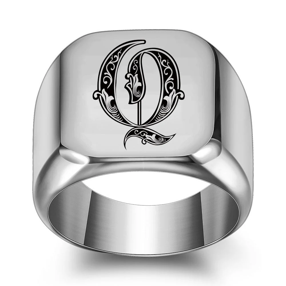 Classic Noble Initial Ring | White Gold