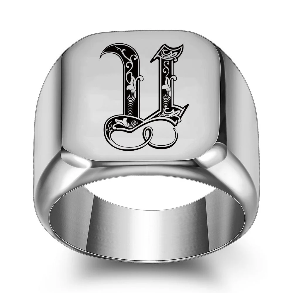 Classic Noble Initial Ring | White Gold