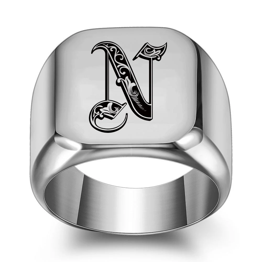 Classic Noble Initial Ring | White Gold