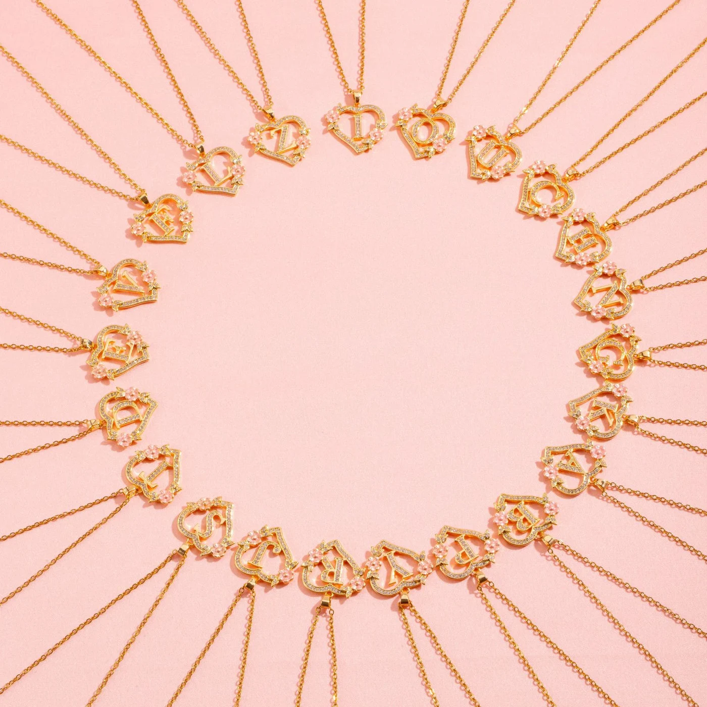 Floral Charm Initial Necklace | Gold