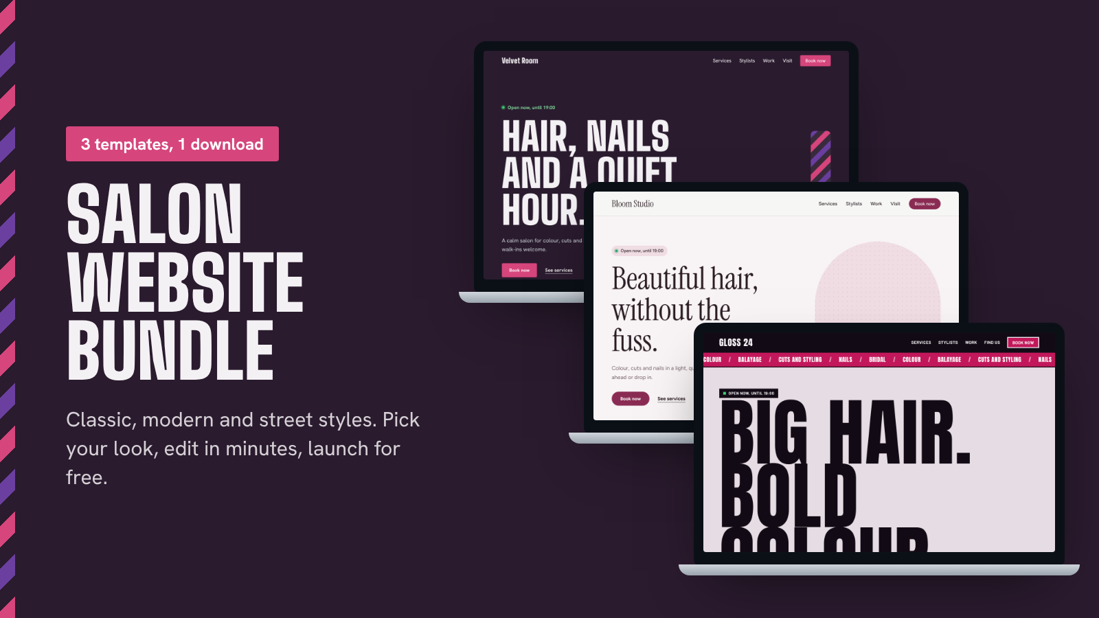 Beauty Salon Website Template Bundle: 3 Sites