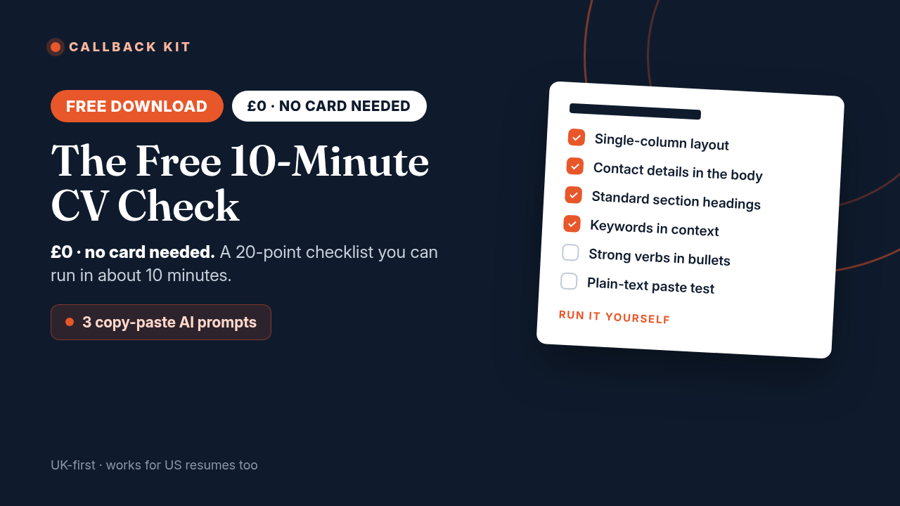 The 10-Minute CV Check (Free)