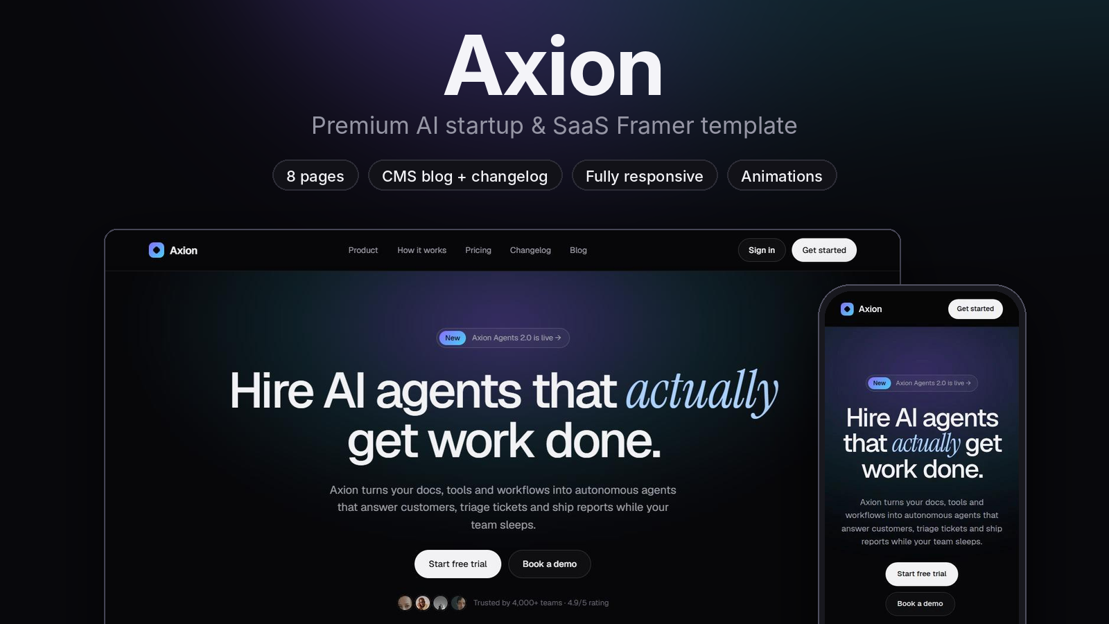 Axion — Premium AI SaaS Framer Template