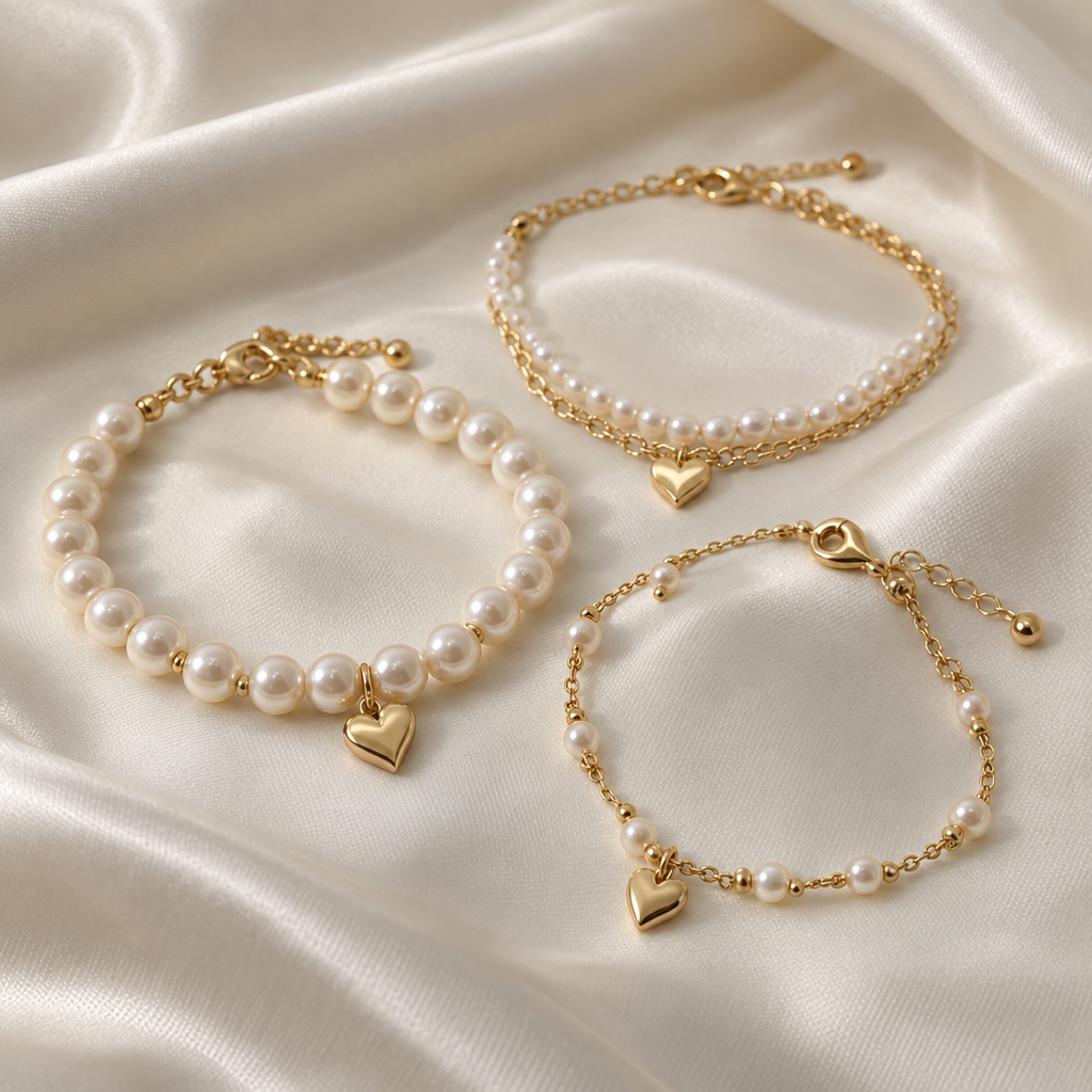Pearl and Heart Bracelet Collection