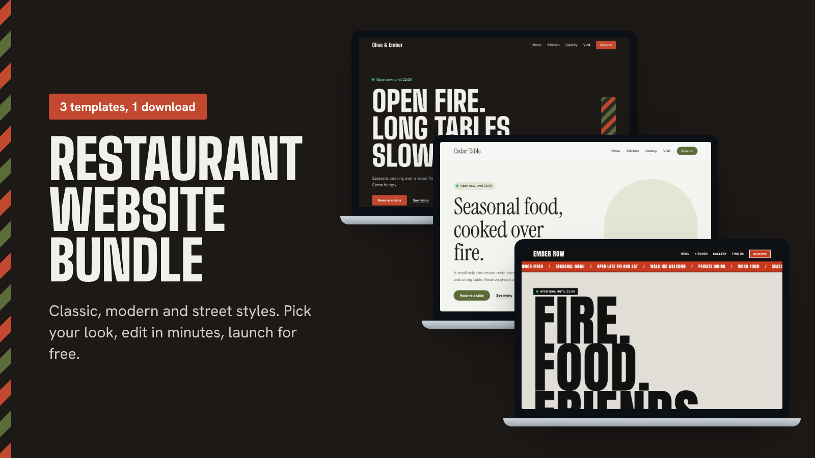 Restaurant and Cafe Website Template Bundle: 3 Sites