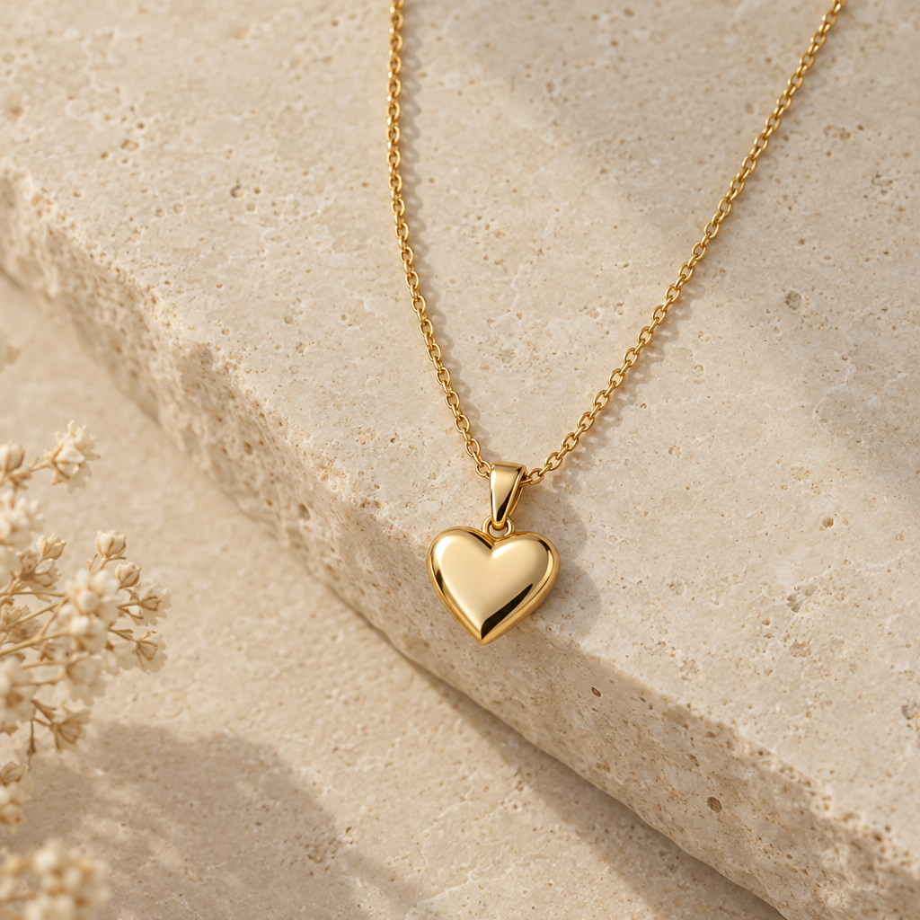 Gold Heart Pendant Necklace