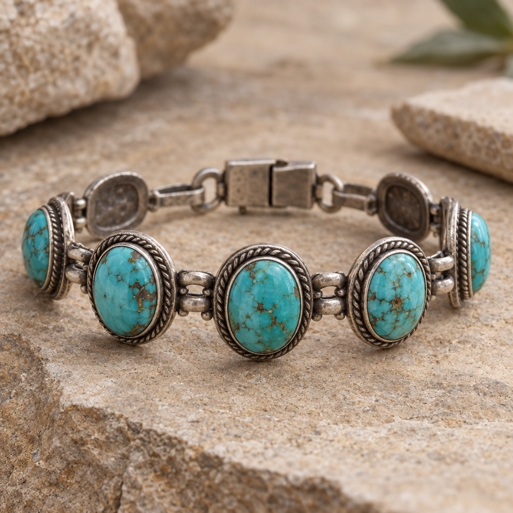 Retro Turquoise Stone Cuff