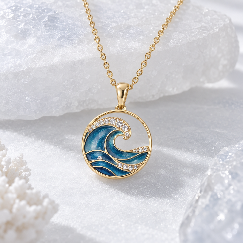 Ocean Wave Pendant Necklace