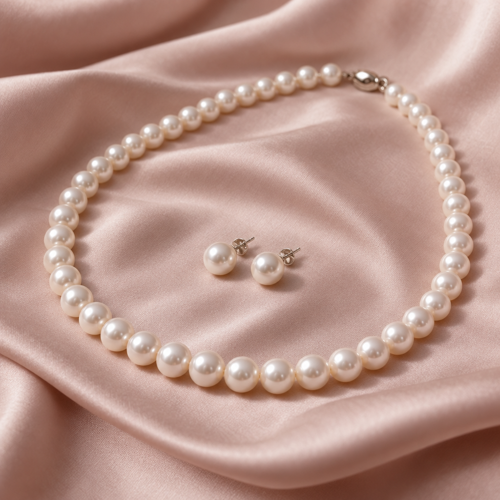 Pearl Necklace and Earring Set