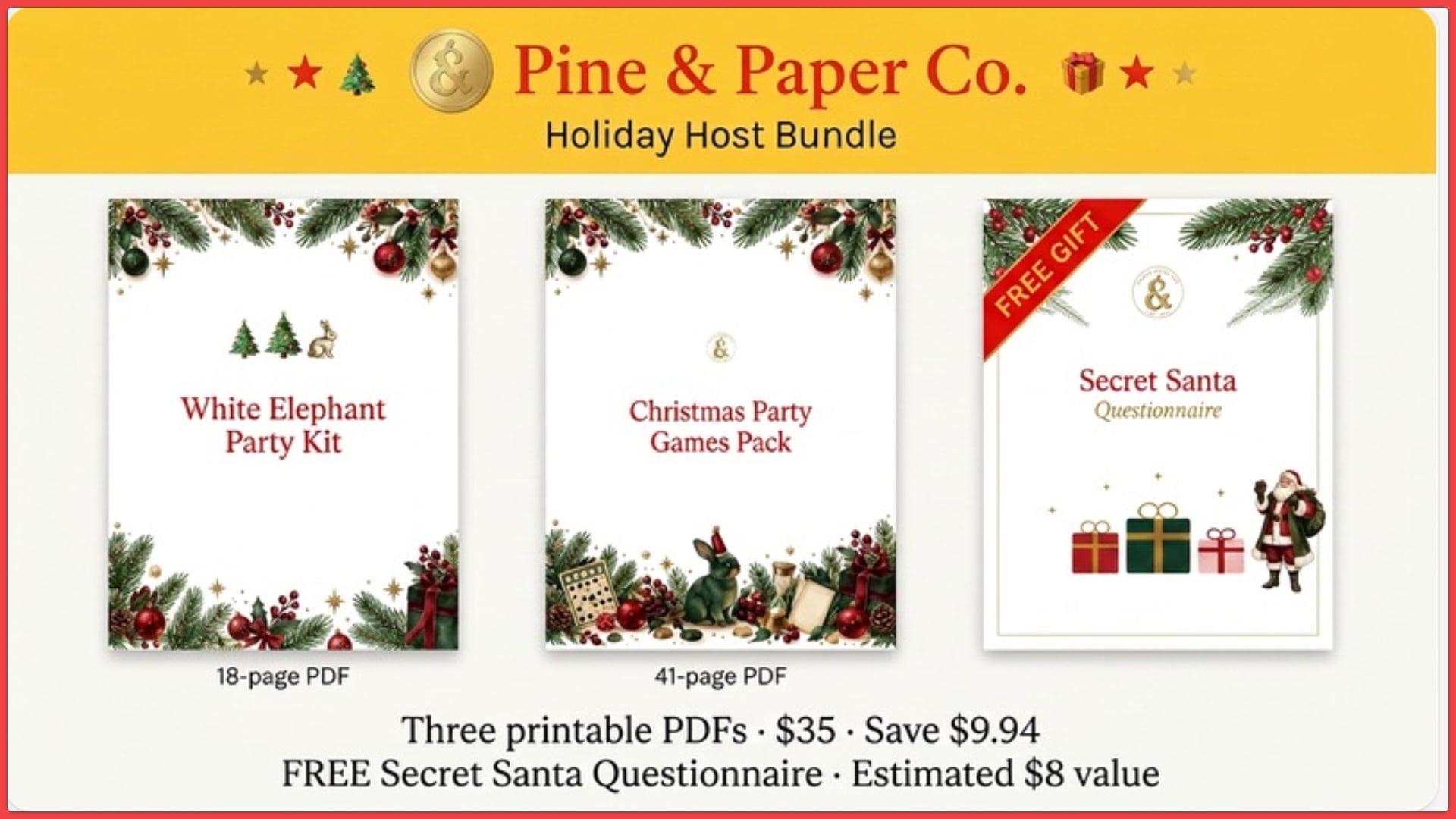 The Holiday Host Bundle – White Elephant Kit + Christmas Games