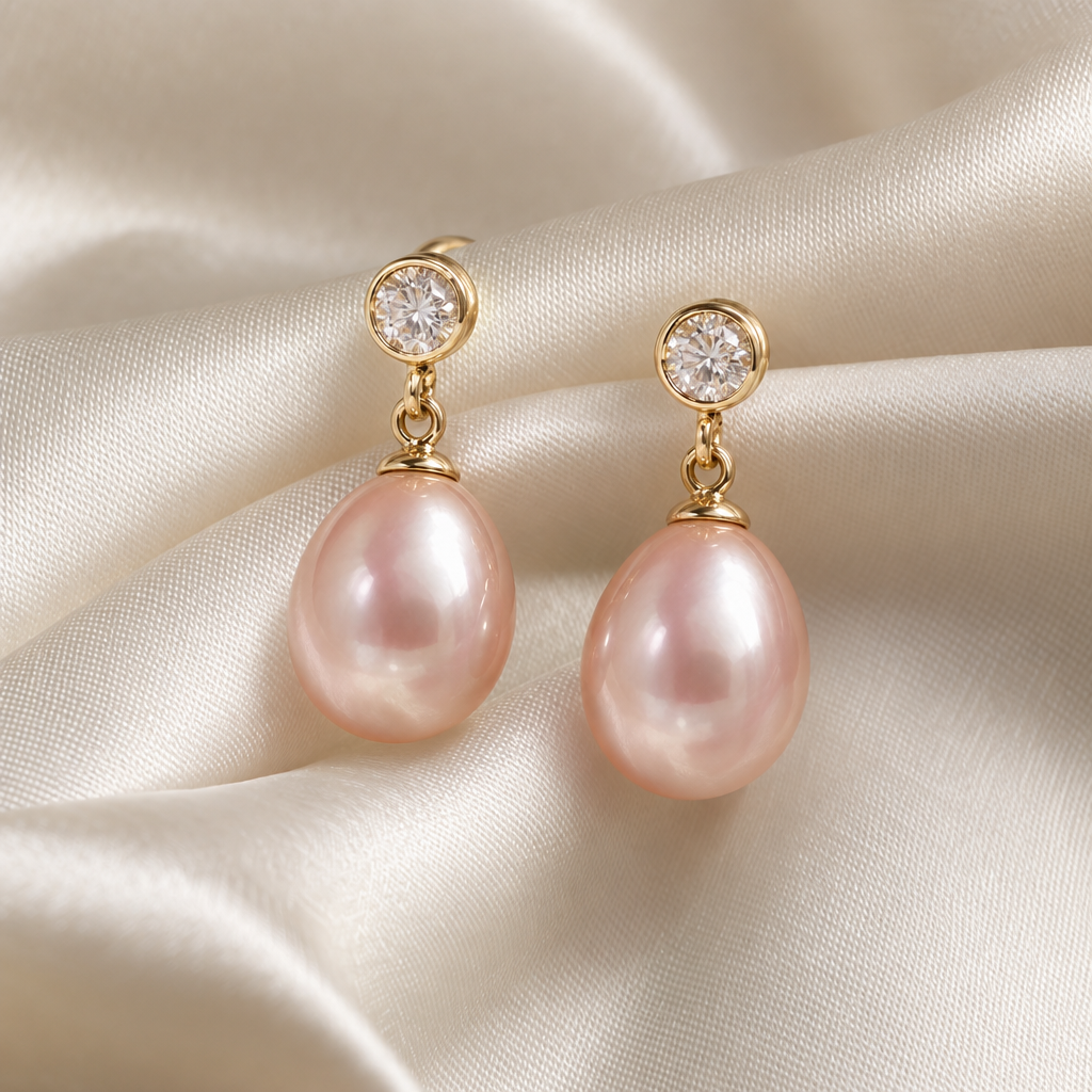Blush Pink Pearl Drop Earrings
