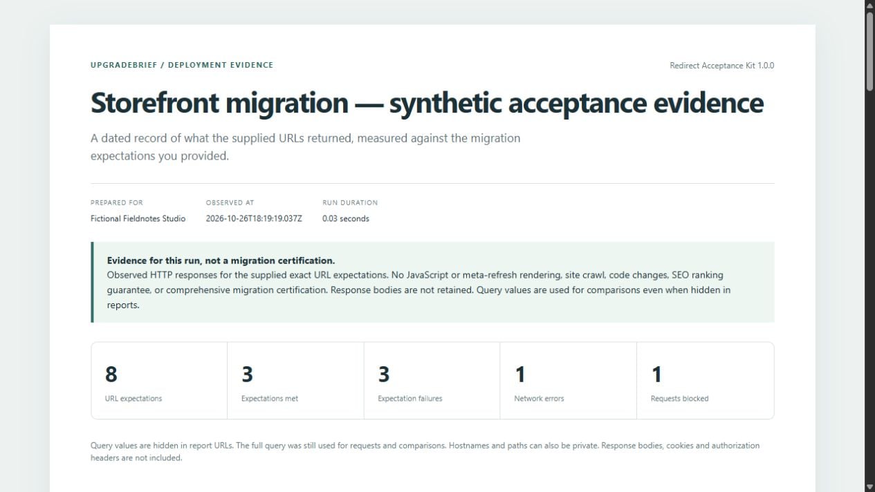 UpgradeBrief Redirect Acceptance Kit screenshot 1