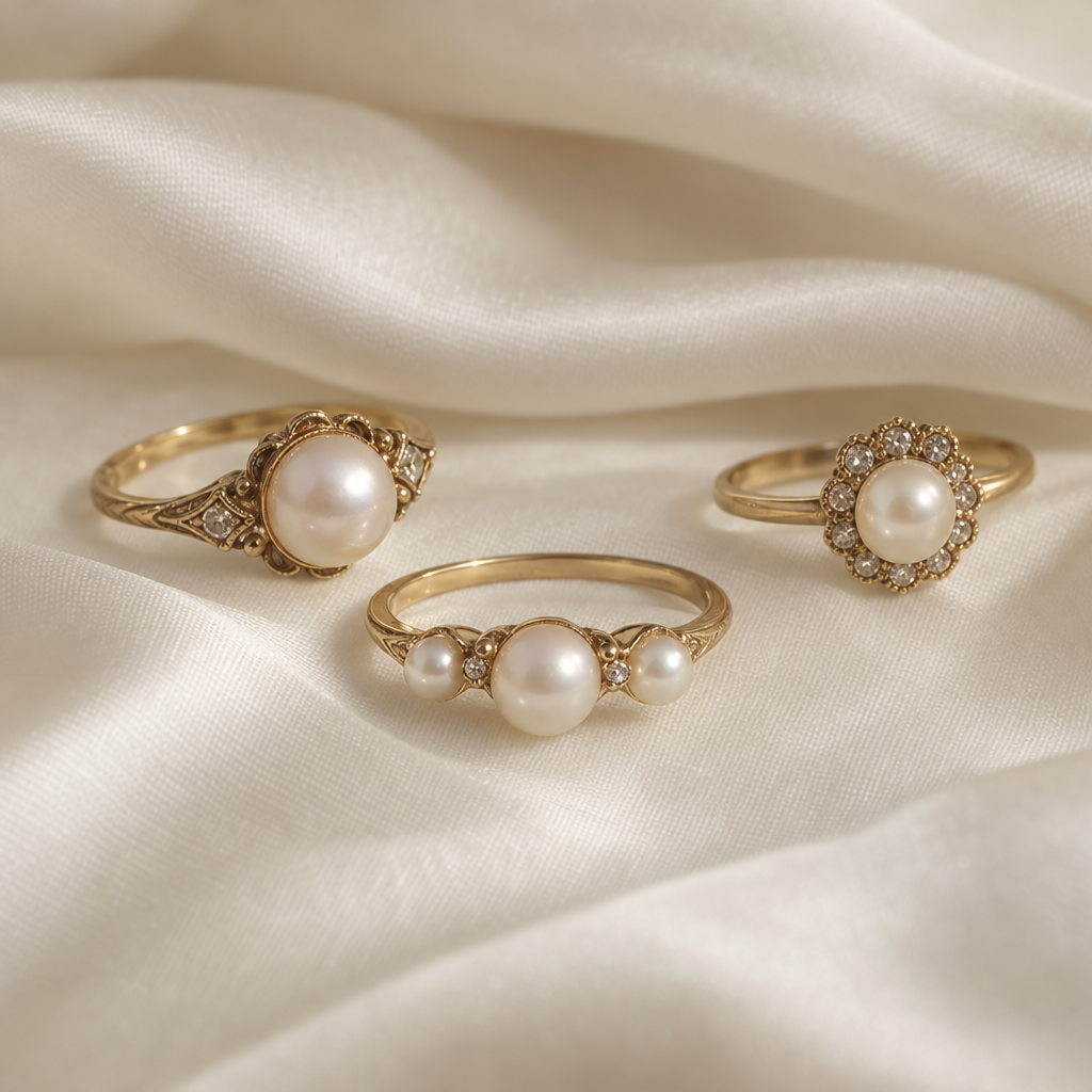 Retro Pearl Ring Set