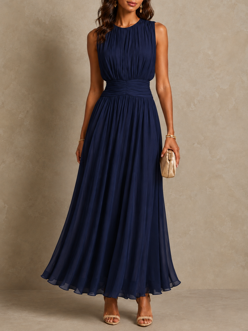 Isabel | Vestido Maxi sin Mangas con Cintura Fruncida