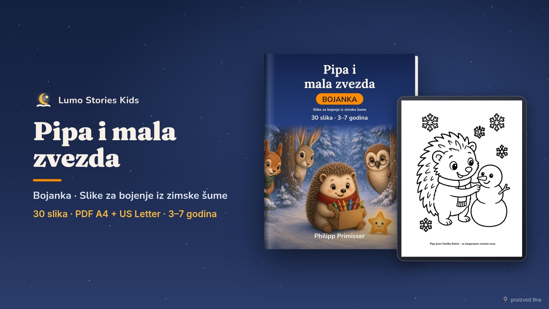 Pipa i mala zvezda – Bojanka na srpskom (latinica + ćirilica)