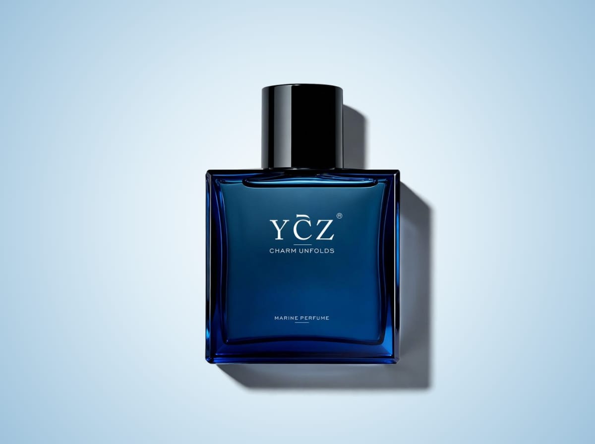YCZ Charm Unfolds Marine on a cool blue backdrop