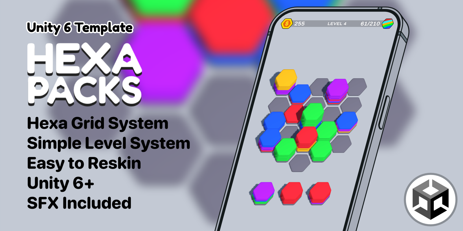 Hexa Packs – Unity Game Template