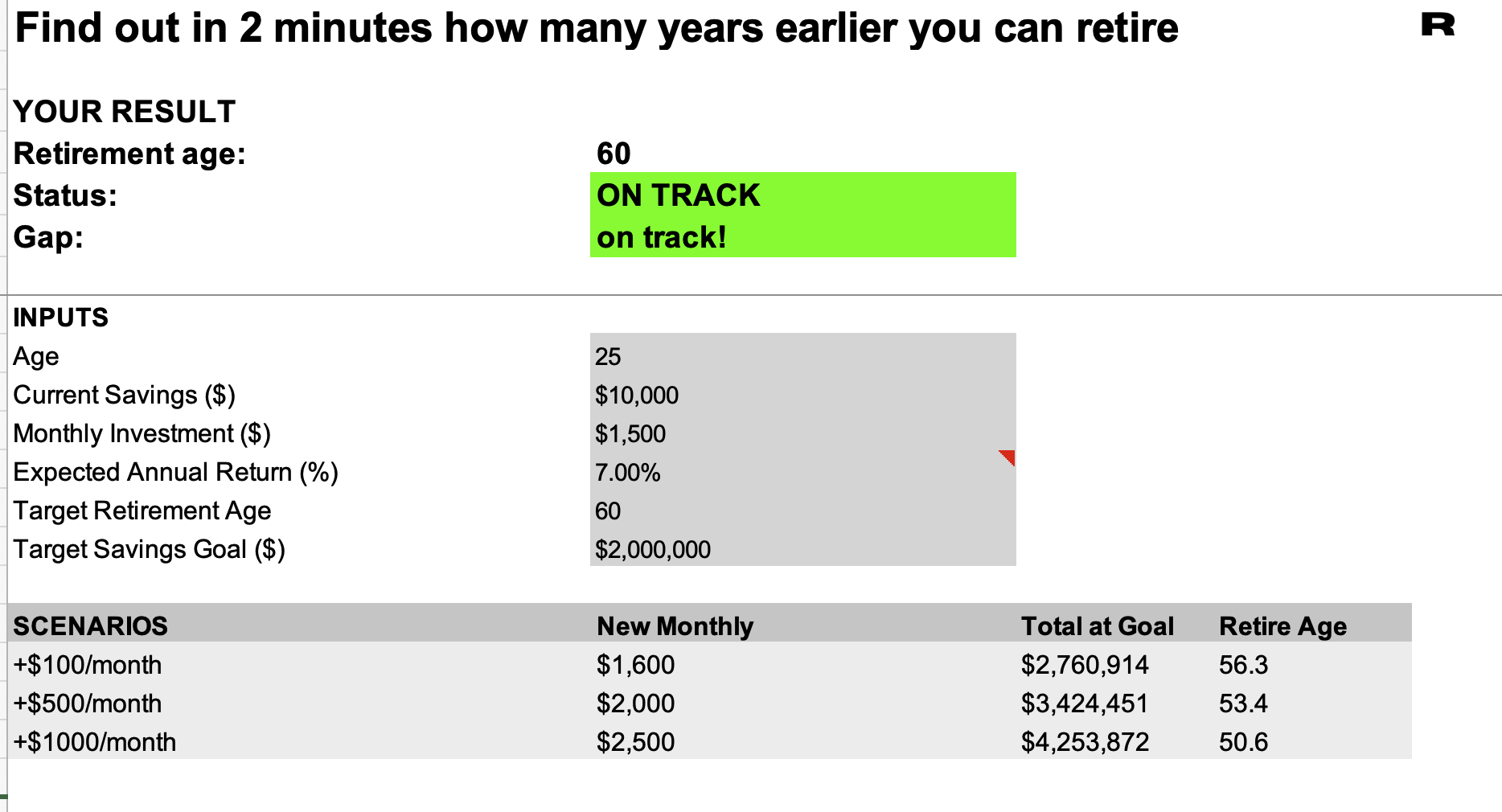 Retirement calculator