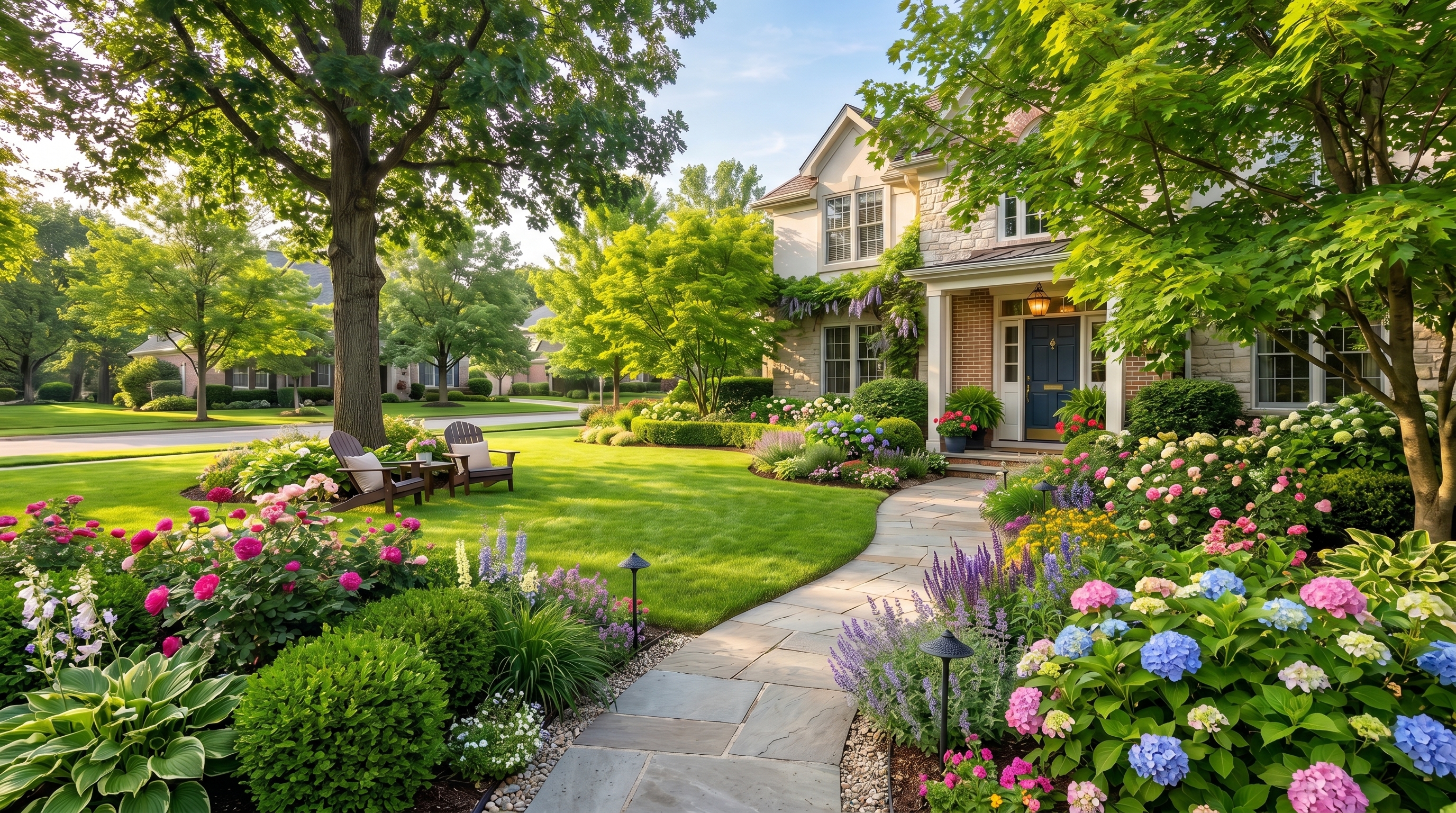 Homeowners Creating Finished Front Yards Without Constant Watering