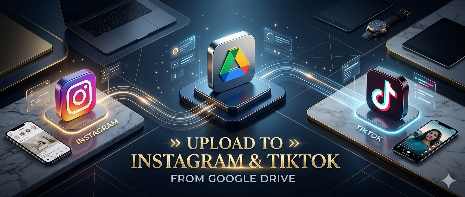 Upload to Instagram and Tiktok from Google Drive