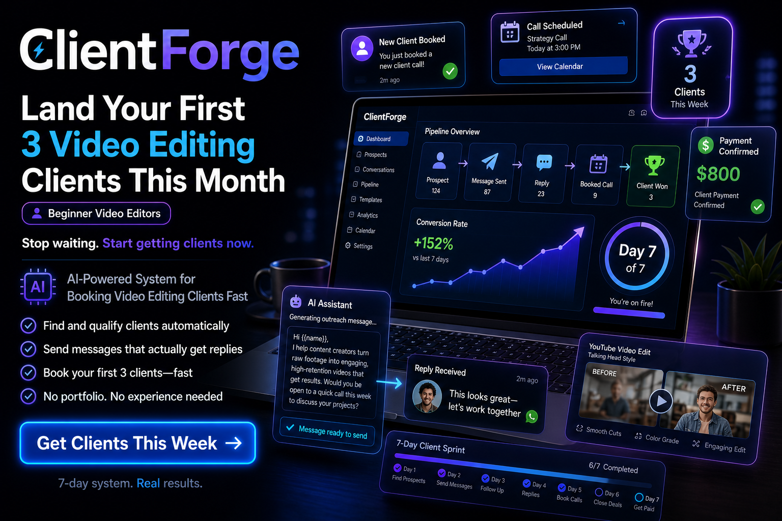 Land Your First 3 Video Editing Clients in 7 Days