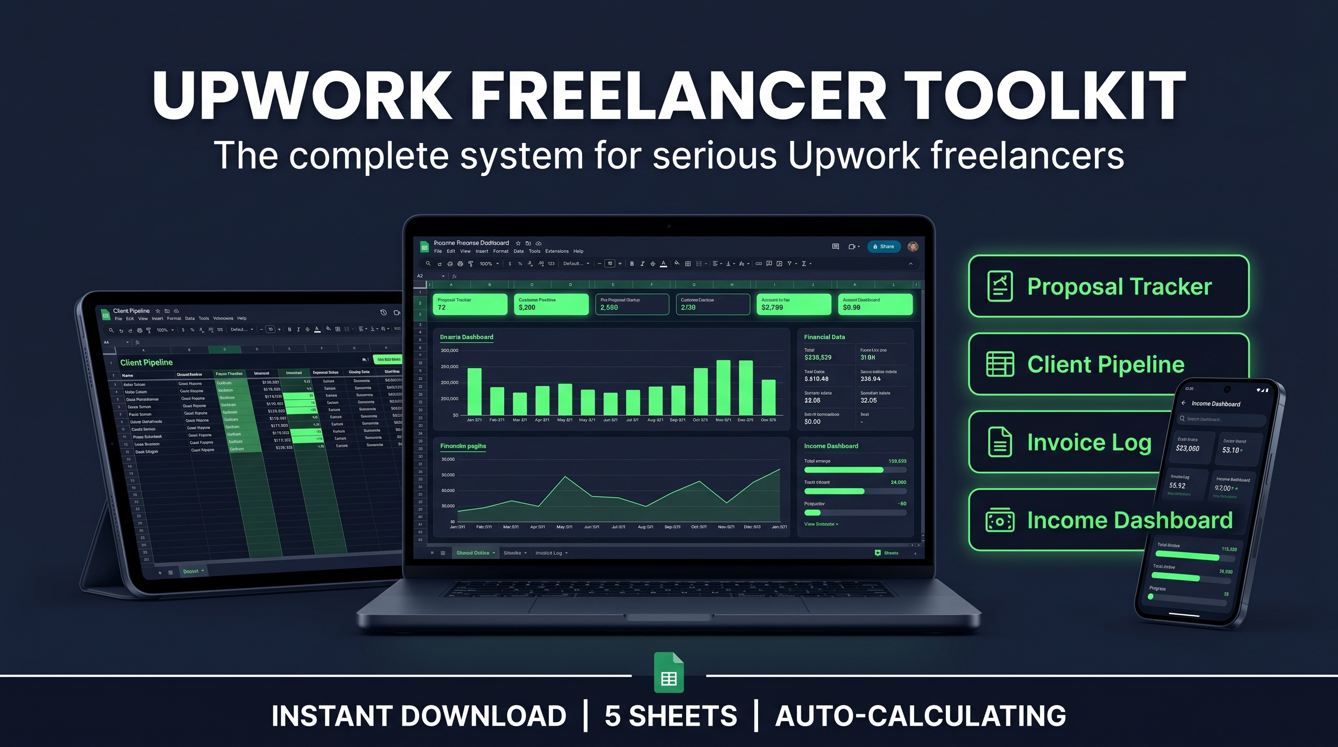 Upwork Freelancer Toolkit — Complete Google Sheets System